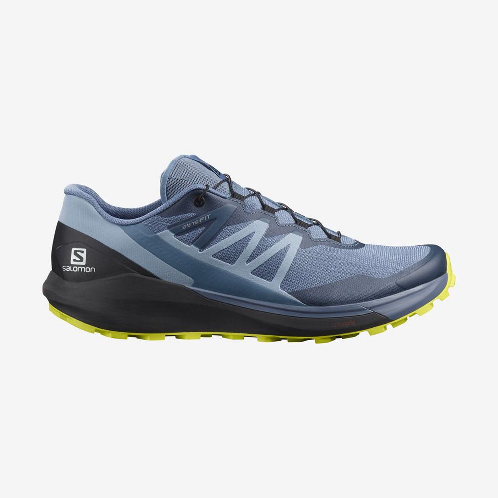 Chaussures De Trail Running Salomon Homme Bleu / Noir - Salomon SENSE RIDE 4 - France (4957-KZIEJ)